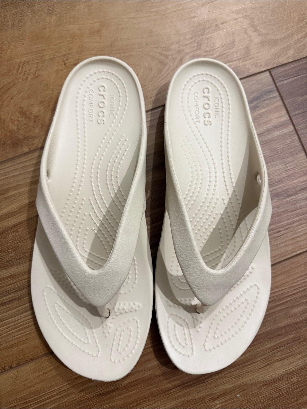 CROCS Women's Cream Foam Flip Flop Sandals